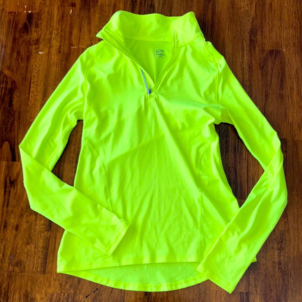Champion Highlighter Yellow Half Zip Pullover Activewear Size XS Workout EUC